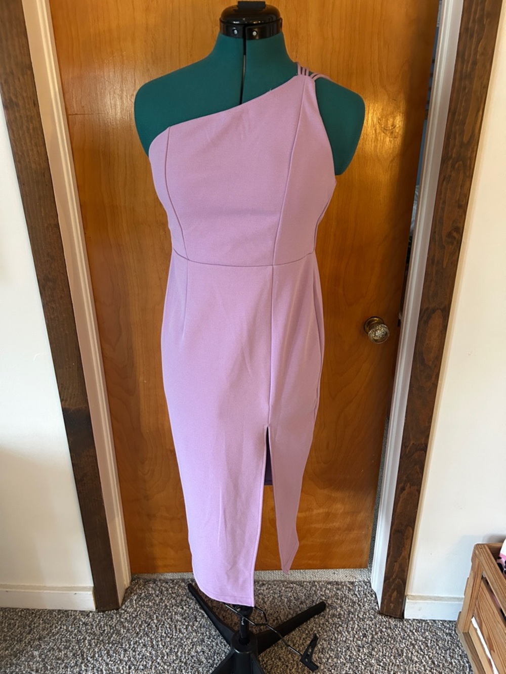 Hello Molly One-Shoulder Lavender Midi Dress